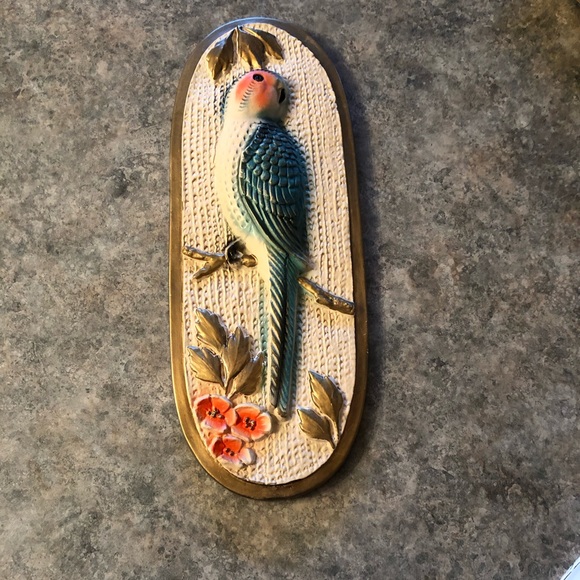 Whimsical Vintage CHALKWARE Bird Wall Hanging 14x5” Excellent Condition - Picture 3 of 8